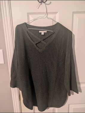 Westport Charcoal Crisscross V-Neck Knit Top